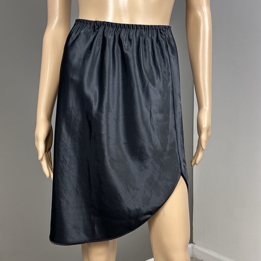 Vintage Farr West Half Slip Skirt Liquid Satin Black Size Medium USA Made Glossy